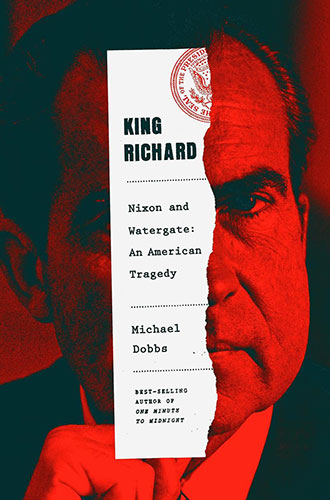 Book cover for King Richard, featuring Richard Nixon's face bathed in red light